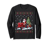 Babbo Natale Che cavalca Il Trattore Merry Christmas Funny Brutto Natale Maglia a Manica