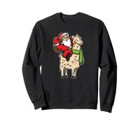 Babbo Natale Che Cavalca su Llama Santa Alpaca Xmas Felpa