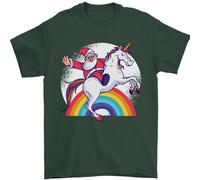 Babbo Natale Che Cavalca Un Unicorno Maglietta Di Natale Uomo 100% Cotone