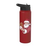 Babbo Natale che gioca a baseball uomini ragazzi giocatore di baseball Stainless Steel Insulated Water Bottle