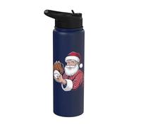 Babbo Natale che gioca a baseball uomini ragazzi giocatore di baseball Stainless Steel Insulated Water Bottle