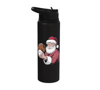 Babbo Natale che gioca a baseball uomini ragazzi giocatore di baseball Stainless Steel Insulated Water Bottle