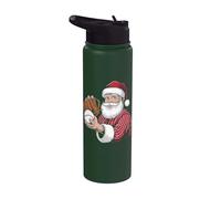 Babbo Natale che gioca a baseball uomini ragazzi giocatore di baseball Stainless Steel Insulated Water Bottle