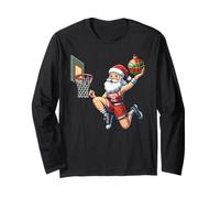 Babbo Natale Che Gioca a Basket Dunk Divertente Giocatore di schiacciamento di Maglia a Manica