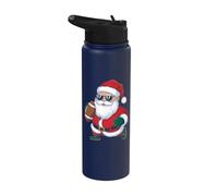 Babbo Natale che gioca a calcio Stainless Steel Insulated Water Bottle