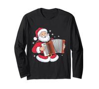 Babbo Natale Che Gioca a Fisarmonica Natale Maglia a Manica