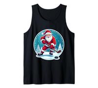 Babbo Natale Che Gioca a Hockey su Ghiaccio Buon Natale Divertente Amante Canotta