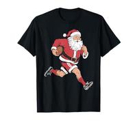 Babbo Natale Che Gioca a Rugby Divertente Natale Giocatore di Rugby Pigiama di Natale Maglietta