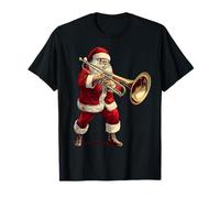 Babbo Natale Che Gioca Trombone di Natale Trombone Giocatore Maglietta
