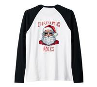 Babbo Natale che indossa occhiali da sole dice rocce di Natale Maglia con Maniche Raglan