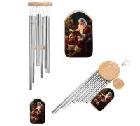 Babbo Natale che legge in poltrona campanelli a vento commemorativo tono profondo scacciapensieri con 6 tubi in alluminio decorazione da giardino esterno cortile