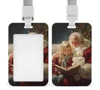 Babbo Natale che legge l'albero di Natale ID porta badge clip retrattile porta carte di credito protettore nome badge etichetta per lavoro ufficio medico infermiera