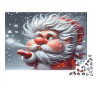 Babbo Natale che soffia la neve Puzzle 1000 Pezzi Carta riciclata per adulti Puzzle per adulti Gioco familiare divertente e stimolante Regalo divertente per casa Ottima idea regalo 38x26cm/1000pcs