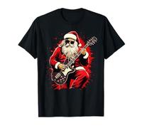 Babbo Natale Che Suona la Chitarra Musica Natale Maglietta