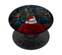 Babbo Natale città notte inverno accogliente estetica vintage PopSockets PopGrip Adesivo