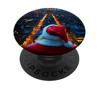 Babbo Natale città notte inverno accogliente estetica vintage PopSockets PopGrip Adesivo