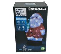 Babbo Natale colorato luminoso altezza 32cm con 40 led bianco freddo luce fissa