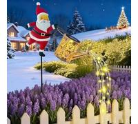 babbo natale con annaffiatoio,Christmas Santa Solar Kettle Lights Garden,Santa Kettle Ground Lamp Solar LED Night Light, Outdoor Waterproof Hanging Metal Watering, for Backyard,Lawn,Patio-A