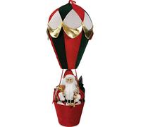 Babbo Natale con cappello rosso e barba bianca su Mongolfiera alta 110 cm in Tes