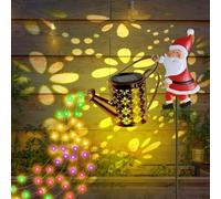 Babbo Natale con Innaffiatoio Luminoso Solare - Decorazione Natalizia per Giardino, Terrazza e Cortile con Luci a Cascata Colorate, Impermeabile per Esterno, Facile da Installare (B-Couleurs)