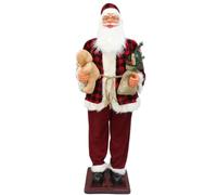 Babbo Natale con Musica, Canto E Ballo Figura con Ornamenti di Babbo Natale | Statuetta animata da collezione in peluche che canta 8 canzoni di Natale con orsacchiotto e borsa regalo,(A)