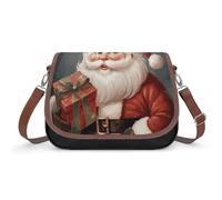 Babbo Natale con scatola borsa a tracolla da donna, in pelle, tracolla regolabile, rimovibile, borse a mani libere