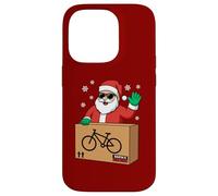 Babbo Natale consegna bicicletta scatola divertente ciclista Natale design Custodia per iPhone 14 Pro