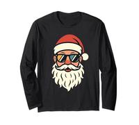 Babbo Natale Cool con Occhiali Retro Santa Head Christmas Maglia a Manica