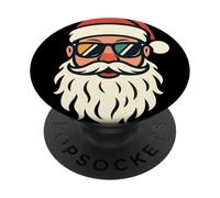 Babbo Natale Cool Con Occhiali Retro Santa Head Christmas PopSockets PopGrip Adesivo