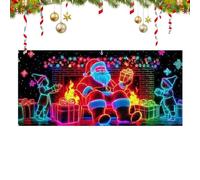 Babbo Natale Copertura per porta del garage | Decorazioni stagionali fluorescenti UV da 13 x 6 piedi | Sfondo per soggiorno festivo | Per proprietari di case padroni di feste feste familiari Festività