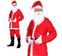 Babbo Natale Costume Abito Adulto Travestimento Uomo Natale + Barba