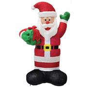 Babbo Natale da Esterno luminoso Gonfiabile Gigante alto 245cm grande addobbo Decorazione con cappello rosso barba bianca e pacco regalo hotel ristoranti locali commerciali Vetrine e Ingresso