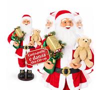 Babbo Natale Danzante 150 cm con Musica, Canto e Movimento - Decorazione Natalizia da Interno con Pulsante, Base 38 cm, Rosso