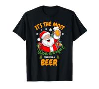 Babbo Natale divertente beve birra a Natale Maglietta