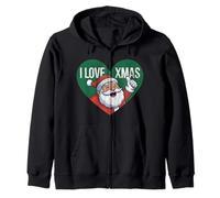 Babbo Natale Divertente I Love Xmas Felpa con Cappuccio