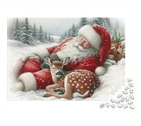 Babbo Natale Dormendo Puzzle 1000 Pezzi Idea Regalo Uomo E Donna anta Dormire con Baby Deer Giochi Educativo E Giocattoli Sfida Regalo Intrattenimento Creativo Für Erwachsene Und Kinder Ab 8 Jahren 5