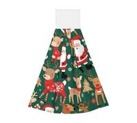 Babbo Natale e cervo di Natale Appendibile asciugamano portatile, velluto super assorbente asciugamano da cucina, asciugamano da cucina per bambini adulti bagno cucina appeso asciugamano