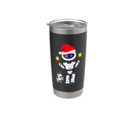 Babbo Natale e cervo robot divertente geek Merry Christmas Xmas Bicchiere termico in acciaio inox doppia parete