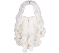 Babbo Natale e parrucca Set for Men 2pcs White Long Wizard Beard con cinturino regolabile Bassa traspirante bassa di barba finta per la festa di Natale