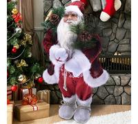 Babbo Natale Elegante 40cm in Plastica Vestiti in Tessuto Decorazione Natalizia
