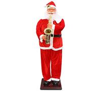 Babbo Natale elettrico con musica sassofono - decorazione natalizia che canta e balla, 1,3 m, per feste al coperto