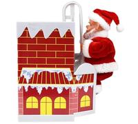 Babbo Natale elettrico da arrampicata, giocattolo a batteria con musica, scala da arrampicata per albero di Natale, divertente decorazione natalizia per bambini, display per la casa e le feste