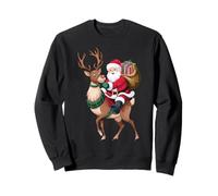 Babbo Natale Equitazione Renna Natale Uomini Ragazzi Ragazzi Ragazzi Natale Felpa