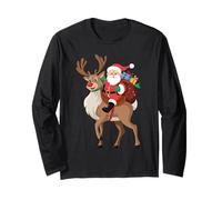 Babbo Natale Equitazione Renna Natale Uomini Ragazzi Ragazzi Ragazzi Natale Maglia a Manica