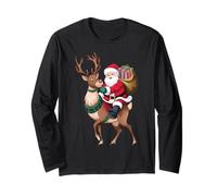 Babbo Natale Equitazione Renna Natale Uomini Ragazzi Ragazzi Ragazzi Natale Maglia a Manica
