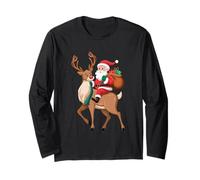 Babbo Natale Equitazione Renna Natale Uomini Ragazzi Ragazzi Ragazzi Natale Maglia a Manica