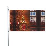 Babbo Natale fuori dalla finestra Bandiere da giardino modellate, bandiere decorative su entrambi i lati, adatte per prati, balconi, portici, ecc.