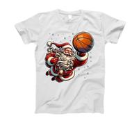 Babbo Natale Gioca A Basket E Fa Una Schiacciata di Natale A Babbo Natale Maglietta Uomo Girocollo Tee T-Shirt Manica Corta Maglietta T-Shirt per Palestra Sport Hip-Hop L