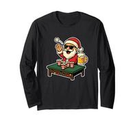 Babbo Natale Gioca a Beer Pong Maglia a Manica
