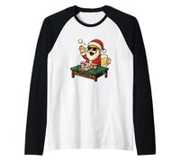 Babbo Natale Gioca a Beer Pong Maglia con Maniche Raglan
